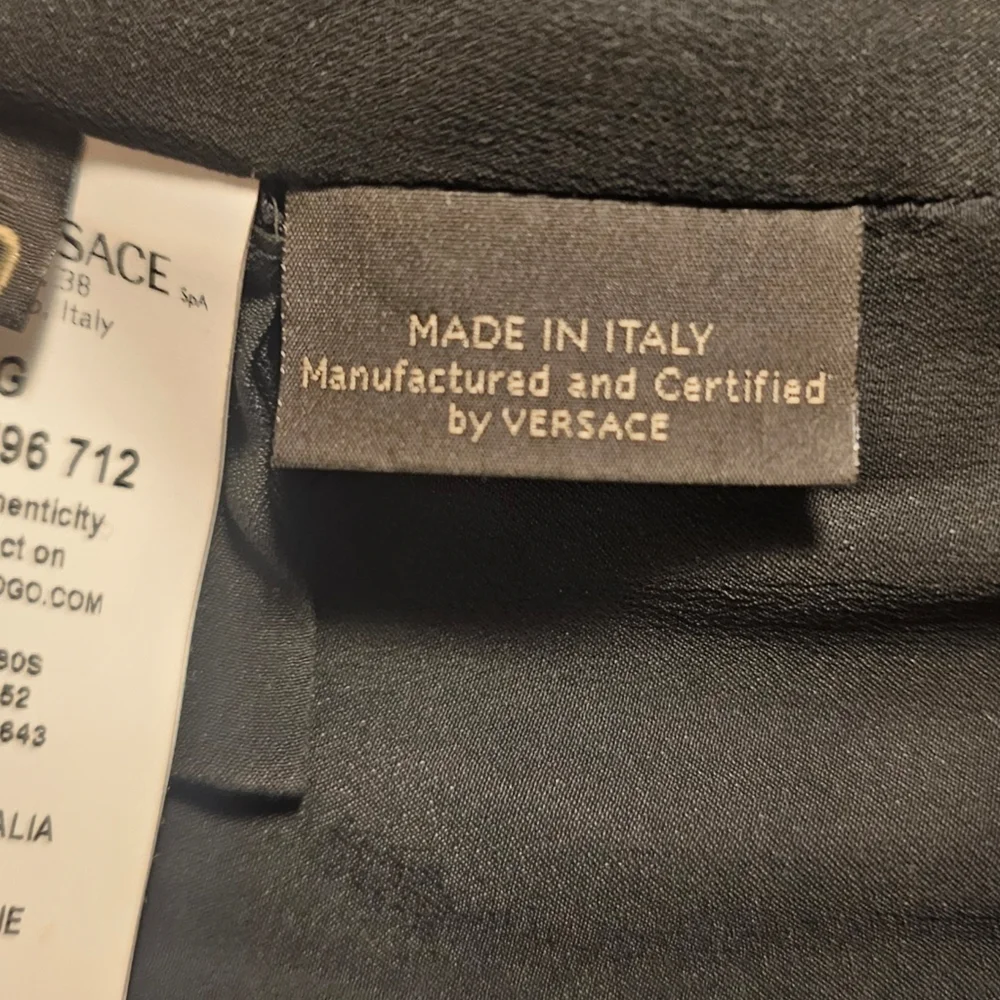 Authentic Versace Runway Pinstripe Cutout Side Slit Asymmetrical Dress - Picture 9 of 11